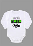 Organik %100 Pamuk Annesinin Paşa Oğlu Bebek Body Badi Zıbın ZBN204 Uzun Kollu001