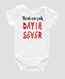 Organik %100 Pamuk Beni En Çok Dayım Sever Baskılı Bebek Body ZBN068