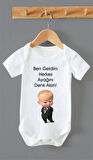 Organik %100 Pamuk Ben Geldim Herkes Ayağını Denk Alsın Bebek Body Set Badi Çıtçıtlı Zıbın ZBN139