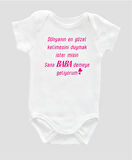 Organik %100 Pamuk Dünyanın En Güzel Baba Pembe Bebek Body ZBN080
