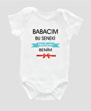 Organik %100 Pamuk Babacım Bu Seneki Hediyen Benim Doğum Günün Bebek Body Kısa Zıbın ZBN022