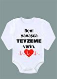 Uzun Kollu %100 Organik Pamuk Baskılı Bebek Body Çıtçıtlı Zıbın ZBN064