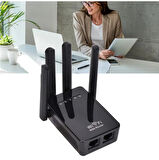 Siyah 4 Antenli 300Mbps WiFi Menzil Genişletici Tekrarlayıcı 360° Sinyal Kapsamı Hızlı Kurulum