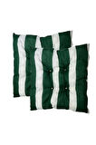 Dekoratif Pofidik Puf Sandalye Minderi Kare 35x35x7 Cm-yeşil Beyaz(2 Adet)