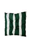 Dekoratif Pofidik Puf Sandalye Minderi Kare 35x35x7 Cm-yeşil Beyaz(2 Adet)
