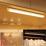 Monozone  Kablosuz LED Gece Lambası 40cm Hareket Sensörlü Işık Dolap Gece Lambası Mutfak Tezgah Yatak Odası Gardırop Dedektörü Merdiven Arka Işık Taşınabilir Uzun Şerit USB Şarjlı 3 Renk Kısılabilir