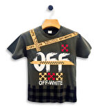 Triliya - Erkek Çocuk İkili Takım Off-White Baskılı Tişört ve Eşofman Altı Takımı 3-11 Yaş