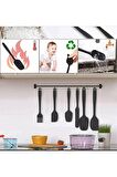 Isıya Dayanıklı Yanmaz Yapışmaz Silikon Spatula Seti 6 Parça Siyah