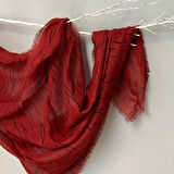 Uretti - Süreyya 2663 - El Yapımı Pigment Flamlı Eşarp - Bordo
