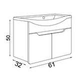 Teta Home Meksika 65 cm Mdf Banyo Lavabolu Alt Dolap