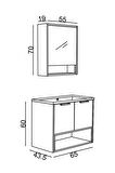 Teta Home Suva 65 Cm Mdf Banyo Dolabı Seti