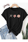 Unisex Deniz Yıldızı Özel Tasarım Ön Baskılı Tasarım Tshirt
