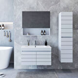 Teta Home Asya 80 CM Mdf Banyo Dolabı Seti + Boy Dolabı Beyaz