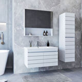 Teta Home Asya 80 CM Mdf Banyo Dolabı Seti + Boy Dolabı Beyaz