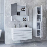 Teta Home Asya 80 CM Mdf Banyo Dolabı Seti + Boy Dolabı Beyaz