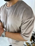  T-shirt Oversize Tişört Bol Kesim Kadife Tişört