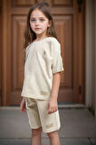 Kız Çocuk Giyim %100 Pamuklu T-Shirt & Şort İkili Set US01.LL.01.P4.O017