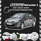 Renault Megane 2 Oto Araç Kapı Koruma Fitili 5metre Parlak Beyaz Renk