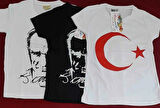 Atatürk ve Türk Bayrağı Baskılı Kız ve Erkek Çocuk T-Shirt 3'lü Paket Renk Siyah-Beyaz