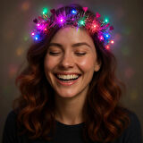 Kalp Püsküllü Gece Parıltısı 3 Modlu Led&amp;#39;li Işıklı Taç Fuşya Renk