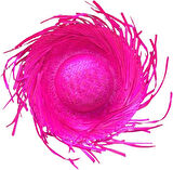 Tropikal Parti Pembe Fuşya Hasır Hawaii Şapkası 13x36 Cm