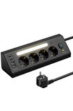 Lp764 Çoklu Gece Lambalı Priz Yüksek Gerilim Korumalı 4’lü Priz 2xusb 2xtype-c Çıkışlı Grup Priz Çoğaltıcı