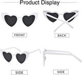 Beyaz Renk Kalp Gelin Düğün Gözlüğü 15x5 Cm