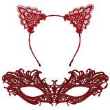 Şık Kırmızı Dantel Maske Ve Taç Seti 5 No – Maskeli Balo &amp; Özel Etkinlikler