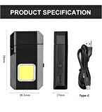 Projektör El Feneri Ve Pürmüz Çakmak Usb Gazsız Şarjlı Çakmak 600 Lümen