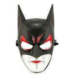 Kırmızı Gözlü Siyah Batman Maske - Lastikli Batgirl Maskesi 28x17 Cm