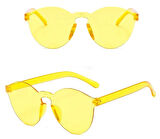 Sert Mika Oval Şekilli Çerçevesiz Sarı Gözlük Retro Parti 5x14 Cm