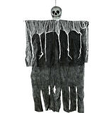 Ürpertici Kuru Kafa Korku Hayalet Saçaklı Dekor 90x50 Cm