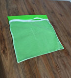 Yeşil - Fermuarlı - Hassas Çamaşır Terlik  Ayakkabı Yıkama Filesi Büyük Boy