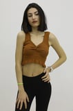Bel Lastikli Triko Bluz Taba - P-019708