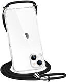 Apple iPhone 14 Kılıf Boyun Omuz Askılı İpli Şeffaf Silikon