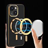 Apple iPhone 14 PRO MAX Kılıf Magsafe Wireless Kablosuz Şarj Uyumlu Suni Deri Hibrit Kapak