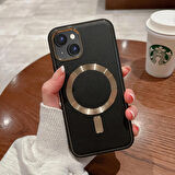 Apple iPhone 14 PRO MAX Kılıf Magsafe Wireless Kablosuz Şarj Uyumlu Suni Deri Hibrit Kapak