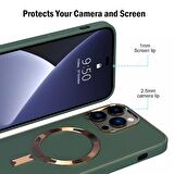 Apple iPhone 14 PRO Kılıf Magsafe Wireless Kablosuz Şarj Uyumlu Suni Deri Hibrit Kapak