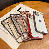 Apple iPhone 13 PRO Kılıf Kamera Lens Korumalı Kenarları Renkli Gold Arkası Şeffaf Silikon