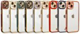Apple iPhone 7 Kılıf Kamera Lens Korumalı Kenarları Renkli Gold Arkası Şeffaf Silikon