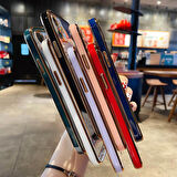 Apple iPhone 7 Kılıf Kamera Lens Korumalı Kenarları Renkli Gold Arkası Şeffaf Silikon