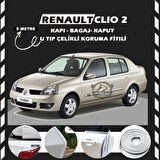 Renault Clio 2 Oto Araç Kapı Koruma Fitili 5metre Parlak Beyaz Renk