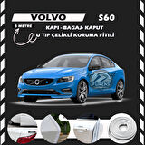 Volvo S60 Oto Araç Kapı Koruma Fitili 5metre Parlak Beyaz Renk