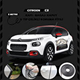 Citroen C3 Oto Araç Kapı Koruma Fitili 5metre Parlak Siyah Renk