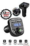 Car X8 Araç Fm Transmitter 5.0 Bluetooth Araç Kiti Usb Mp3 Sd Kart Çakmaklık Girişli Araba Oto Teyp CAR-2023PRO-YENİ