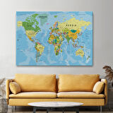 Harita Sepeti Dünya Haritası Kanvas Tablo Çok Ayrıntılı Dekoratif ve Okyanuslu2151
