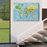 Harita Sepeti Dünya Haritası Kanvas Tablo Çok Ayrıntılı Dekoratif ve Okyanuslu2151
