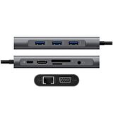 Coofbe 10in1 Type-C Hub Type-C to VGA @60Hz 4K HDMI @30Hz RJ45 3.5mm Sd Tf Kart 3xUSB3.0 Çeviriçi Hub