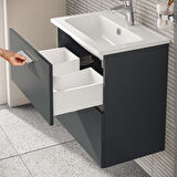 VitrA Mia 75102 Banyo Dolabı Seti Çekmeceli 60 cm Antrasit