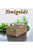1 Adet Doğal Hasır Sepet (uzunluğu 40 Cm Genişlik 28 Cm Yükseklik 16 Cm ) Yen240038b
